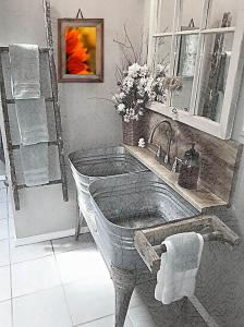 Rustic Bathroom With Sunflower